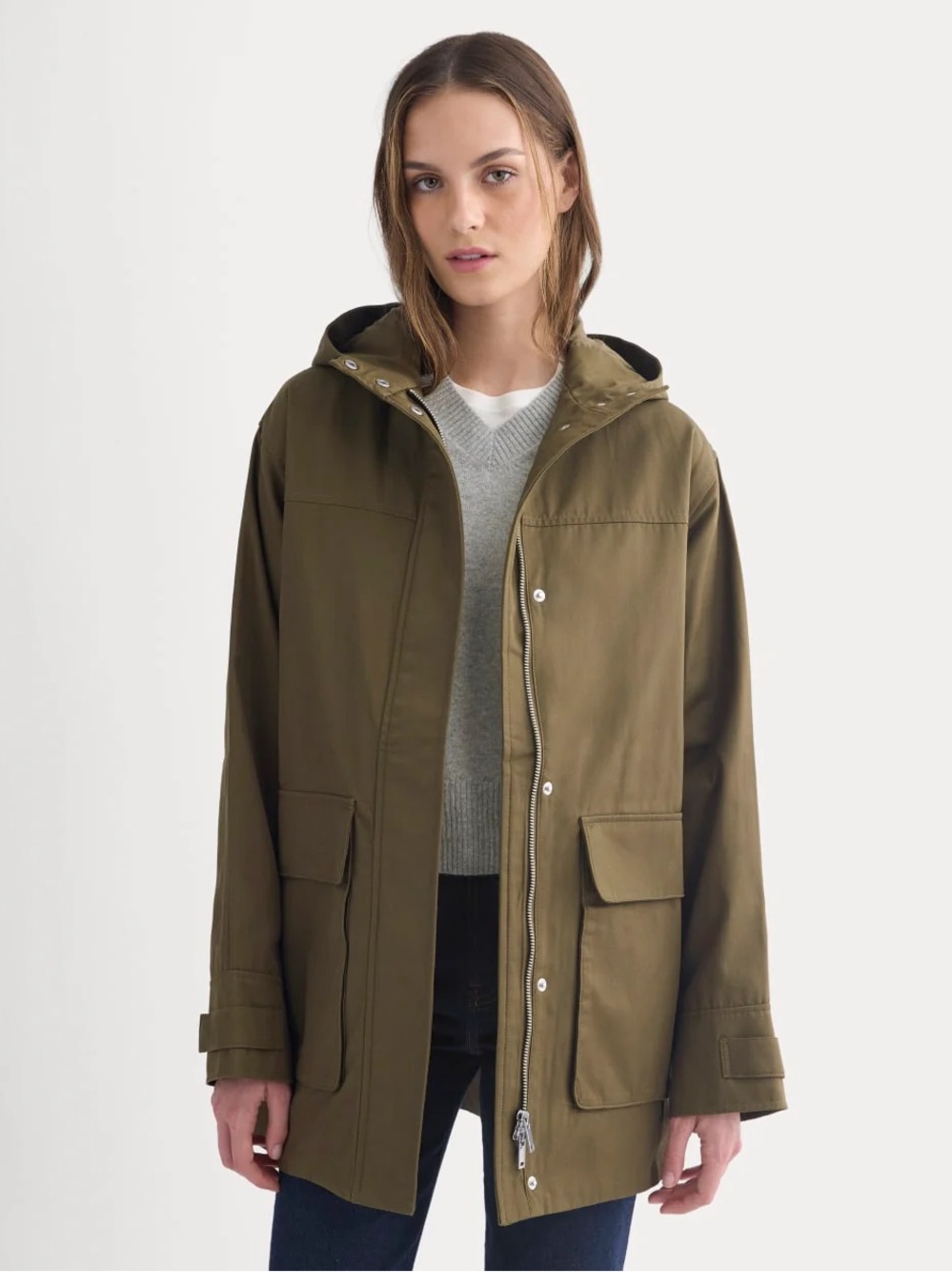 Everlane HOODED FIELD JACKET in Beech size XS rain jacket